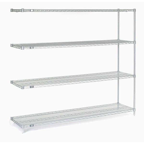 Nexel 5 Tier Silver Epoxy Wire Shelving Add-On Unit, 60W x 21D x 63H A21606EP5 - main